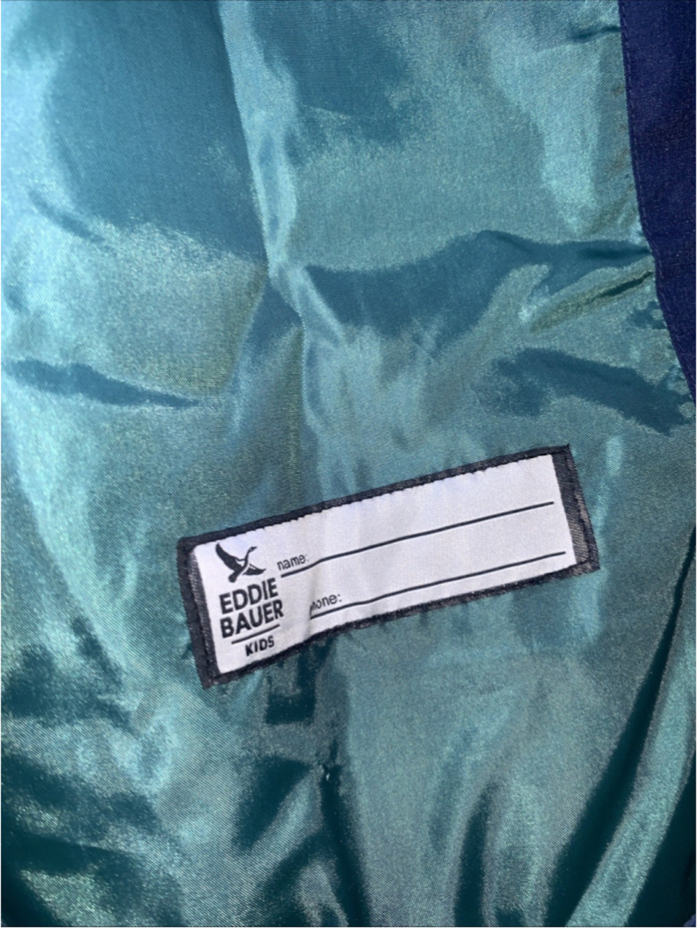 Eddie Bauer Kids Hooded Windbreaker Jacket Navy Blue, Green Inside Size L 14/16 - Picture 11 of 16